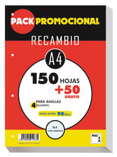 PACK PROMOCIONAL RECAMBIO A4 CUADRO 4MM 90G 200H 4 TALADROS | 1 UNIDADES | (PACSA)